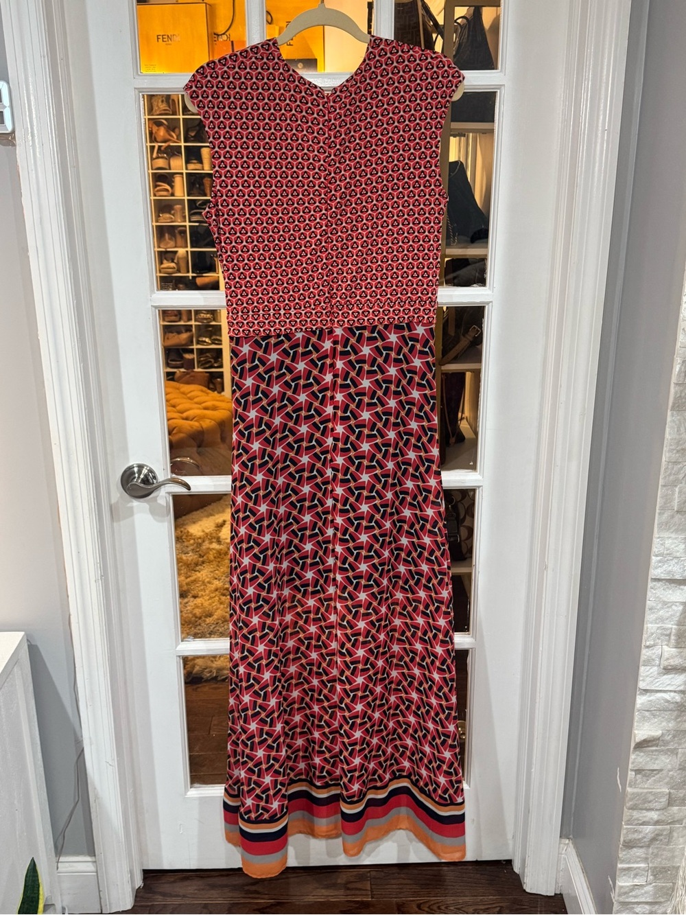 ◾️🍓 Taylor Red Geometric Print Maxi Dress NWOT 🍓◾️ - Picture 5 of 12